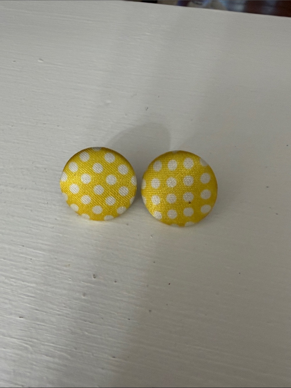 Yellow Polka Dot Button Earrings